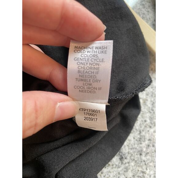 J Jill Womens XS Shirt Dress Black Smocked Raglan Peasant Sleeve Boho Tunic Top - Picture 5 of 8